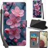 PHINIENLAND Cover per Samsung Galaxy A12 / M12 / F12 Case PU Pelle Custodia [Kickstand] [Chiusura magnetica] [Slot per Schede], Portafoglio Flip Custodia per Samsung A12,Fiori