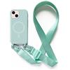 2NSPDRGNI Magnetica Cover con Collana Compatibile con iPhone 13 Mini,Case con Laccio per Il Collo Custodia con Cordino,Menta verde