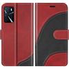 BoxTii Cover per oppo A16 4G / A16s / A54s / A55 5G / A53S, Custodia in PU Pelle Portafoglio per A16 4G / A55 5G, Cover a Libro Magnetica con Slot per Schede, Rosso