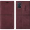 OKZone Cover per Samsung Galaxy A91/S10 Lite/M80S, Cover a Libro Samsung A91/S10 Lite/M80S, Custodia in Pelle Magnetica [Portafoglio] Custodia Silicone TPU,Funzione Supporto Slot Schede (Rosso)
