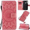 MUMOYAN CHcase Cover per Huawei Y7P/P40 Lite E Custodia di Pelle Case Flip Portafoglio Retro Libretto Magnetico Protettiva Non Graffi con Funzione Supporto Fiore Girasole per Huawei Y7P/P40 Lite E -Rosa