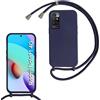 SLWYF Custodia per Xiaomi Redmi Note 11 4G/Note 11S Cover con Cordino, Silicone Antiurto TPU Morbido Corda Collana Necklace Regolabile Stylish con Catena Ultra Sottile Cover Case, Blu navy