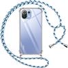 Pnakqil Cover per Xiaomi 11 Lite 5G NE/Mi 11 Lite 4G/5G con Cordino, Trasparente Custodia con Laccio Tracolla Cellulare Girocollo Collana Protettiva per Xiaomi 11 Lite 6.55 Pollic, Blu