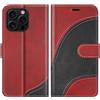 BoxTii Cover per iPhone 16 PRO Max, Custodia in PU Pelle Portafoglio, Magnetica Flip Cover a Libro con Slot per Schede per iPhone 16 PRO Max, Rosso