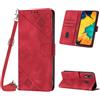 Mo-Beauty Custodia per Samsung Galaxy A20/A30/M10S, PU Pelle Portafoglio Flip Custodia a tracolla [Supporto] [Scomparto per carte] [Chiusura Magnetica] Cover per Samsung A20 - Rosso