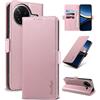 Yunubeyii Cover Libro per Xiaomi Poco F7 Pro - [Blocco RFID] Luxury PU Leather Portafoglio Card Holder Magnetic Phone Custodia con Kickstand, Cover Protettiva Antiurto, Rosa