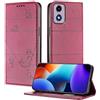 XINYEXIN Custodia per Motorola Moto E14 / G04 / G24, Cover a Libro in Pelle PU con Blocco RFID, Slot per Carte, Supporto, Protezione Completa Antiurto - Rosso