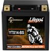 MOUDENSKAY Batteria al litio per moto 12V Batteria litio moto Powersports con BMS, batteria per motocicli LiFePO4(YTX14-BS 500~600CCA 12.8V 6Ah) per motocicli, ATV, UTV,moto d'acqua, ecc.