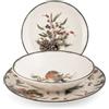 H&H, Servizio tavola 18 pezzi Melody, set tavola natalizio, decoro pettirosso, in stoneware, lavabile in lavastoviglie