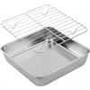 Todikaper Teglia da forno in acciaio inox con griglia di raffreddamento, vassoio per arrosto per tacchino, barbecue, torte, lavabile in lavastoviglie, pentole da cucina (20 cm)