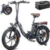 Fafrees Bici Elettrica Pieghevole 36V/18Ah Batteria Rimovibile Bicicletta Elettrica, 20×3.0 Fat Tire, 7 Velocità, Autonomia di 70-150km Fat Bike Ebike per Adulti, con Schermo LCD, Borsetta, Nero