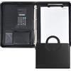 Colexy Cartella Portadocumenti A4 in Ecopelle, con Cartella di Espansione, Calcolatrice, Raccoglitore, Manici Pieghevoli, 9 Scomparti per Carte, 10 Porta Documenti Organizer, Blocco Note (Nero)