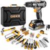 DEKO Cassetta Attrezzi Completa con Trapano Avvitatore Batteria 20V, 186 Pezzi, Set Completo di Punte