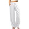 Friptspyg Pantaloni da Donna Elasticizzati, Leggeri, Estivi, con Coulisse, per Il Tempo Libero, Tinta Unita, con Tasche,Bianco L