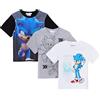 Sonic The Hedgehog Magliette per Ragazzi (Confezione da 3) Multicolore 7-8 Anni