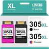 Lemero 305XL Cartucce Compatibile per HP 305 XL Cartucce Nero e Colore per HP Deskjet 2720e 2720 2710e 2710 2700 2700e Plus 4120e 4100e Envy 6000e 6000 6020e 6032e 6420e 6430 6400e(2-pack)