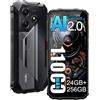 OSCAL Marine 2 Android 15 Rugged Smartphone 2025, 24GB+256GB/2TB Cellulare Robusto, 11000mAh Telefono Indistruttibile,16MP+8MP, 6.56" HD+ Cellulari Resistente IP68,4G,NFC,OTG,GPS,2 Anni Garanzia, Nero
