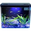 Odoukey Piccolo Bosco di Pesce 1, 3 galloni, Acquario Trasparente con Filtro a 3 Strati e Luce a LED, Serbatoio del Desktop Auto -Pulizia per Betta, gamberi, Pesce Rosso, Nero