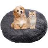 BESTORI Cuccia Cane Interno Rotondo Letto Gatto Cuscini Lavabile in Lavatrice Lettino Morbido Pelosa per Grande Medio Piccolo Cani Gatti, Grigio scuro, 70 x 70 cm