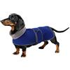 Geyecete -Invernale Cappotto per cane bassotti, con fodera in pile caldo, abbigliamento da esterni in pile polare per cani, con Foro per Imbracatura,Giacca per cani piccola y media-Blu-S