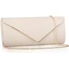 Larcenciel Pochette Donna Nuda, Borsa Tracolla Donna da Sera a Busta in Pelle Vegana Alla Moda con Catena, Elegante Borsa a Spalla Donna, Borse a Mano Crema per Matrimoni, Cerimonie, Feste