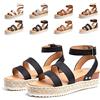 Hitmars Sandali Donna Plateau Zeppa Estivi Casuale Espadrillas Sandali Platform Peep Toe Spiaggia 5.5CM 03 Nero Taglia 39