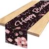 TaimeiMao Runner da tavolo rosa Happy Birthday, decorazione per compleanno, runner da tavolo nero rosa, runner da tavolo compleanno oro rosa,180 x 35 cm