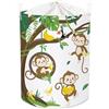 HUUMONSS Grande Cesta Porta Biancheria Bambini Animali Bosco Pieghevole Cestini Portaoggetti Giocattoli Vestiti per Bagno Cameretta, Scimmie, 63L