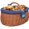 KOTARBAU® Cestino in vimini naturale con manico, grande, con inserto in tessuto, colore blu, cestino per la spesa, cestino portaoggetti, cestino da picnic intrecciato