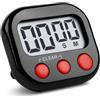 Tuwonwa Timer Cucina Digitale Contaminuti da Cucina con Grande Display LCD, Cronometro e Orologio, Allarme Volume Regolabile, 99 Minuti 59 Secondi, Montaggio Magnetico Supporto e Gancio Multifunzione