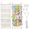TROMEE 42 cm Porta Peluche Pupazzi Verticale Cameretta Tubo Macramé Boho Da Appendere Alla Porta, Rete Per Riporre Giocattoli