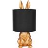 Brubaker Lampada da Tavolo o da Comodino Coniglio Dorato - Lampada da Tavolo con Base in Ceramica e Paralume in Tessuto - Altezza 42 cm, Nero Oro