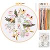 JSRQT Kit per Principianti Ricamo Starter con Lettera R, Fiore Punto Croce Stampato Kit Bambini Adulti, Artigianato Fatto a Mano con Strumento, Telaio per Ricamo, Ago e Fili