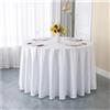 GOEXCPL Tovaglia rotonda in raso tinta unita Addensare Tessuto liscio Adatto per ristoranti, hotel, matrimoni e feste Lavabile in lavatrice, Bianco Diametro 320 cm