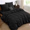 Dreamzie Parure da letto 4 pezzi, copripiumino matrimoniale 240x220 cm + lenzuolo con angoli matrimoniale 140x190 cm, con 2 federe da 65 x 65 cm, Nero per 2 persone, microfibra - oeko-tex