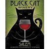 BUY ART FOR LESS Buyartforless Poster con Stampa Artistica Black Cat Winery Salem di Ryan Fowler, 35,5 x 28,9 cm, con Scritta Always The Purrrfect Vintage