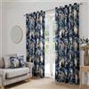 Dreams & Drapes Tende con glicine blu scuro, 168 x 229 cm (larghezza x lunghezza), 2 pannelli, motivo floreale con occhielli, tende per camera da letto o soggiorno, in morbido cotone, elegante motivo