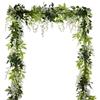 DearHouse - Ghirlanda di glicine in seta artificiali, 4 pezzi, 2 m, per decorazione di giardino e matrimoni, bianco