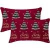 Tosleo Set di 2 federe per cuscini natalizi in velluto con scritta Merry Christmas Tree, 30,5 x 50,8 cm, colore: Rosso