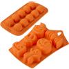 Zenker Set 2 Stampi in Silicone per Cioccolato e Dolci a Tema Halloween, Stampo 6 Impronte per Mini Torte e Stampo 10 Impronte Mini Zucche, Resistenti al Calore e al Gelo, Lavabili in Lavastoviglie