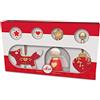 Trudi Set Decorazioni natalizie rosse (3 pz.) | Sevi | Decorazioni albero di Natale in legno. Collezione artigianale | 28x15,5x5cm | Decorazioni natalizie in legno | modello 83098