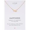 LUUK LIFESTYLE Collana con ciondolo lisca di pesce e acciaio inossidabile (50cm), con carta HAPPINESS, gioielli moderno, portafortuna, idea regali donna, lei, compleanno, mare, oro rosa
