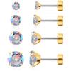 Limerencia Orecchini in titanio donna, 4 paia di piercing in titanio ipoallergenici con fondello a vite per orecchie sensibili Cartilagine (Perla Opale Sfera CZ)