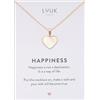 LUUK LIFESTYLE Collana con ciondolo Cuore di perla e acciaio inossidabile (50 cm), con carta HAPPINESS, idea regali donna, lei, compleanno, portafortuna, gioielli elegante, amore, oro rosa