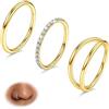 BodyBonita 3 Pezzi Piercing Naso Cerchio - Acciaio Chirurgico 316L 18G CZ Nostril Piercing Septum Daith Trago Helix Orecchino Cartilagine Elice Setto Rook Conch Piercing Naso Anello Oro 10mm