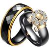 AMDXD Coppia di fedi nuziali da uomo e da donna, in ceramica, anello di fidanzamento, anello di fidanzamento, anello di matrimonio, con zirconi bianchi, regalo per moglie, marito, fidanzata, fidanzato
