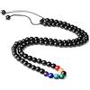 COAI Collana Unisex Regolabile con Perle in Ossidiana Nera e Sette Chakra