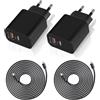 YIIFELL 2 Pezzi Caricatore USB C, 20W Presa con 2 Pezzi 1m Cavo Compatibile con iPhone 15/iPhone 15 Plus/iPhone 15 Pro/iPhone 15 Pro Max/iPad e altro