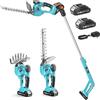 SEESII Tagliasiepi a Batteria Telescopico: 4 in 1 Tagliasiepi Elettrico con 2 * 2,0Ah Batteries, Lunghezza Lama 200mm e 160mm, Motore Brushless, Tagliasiepi Senza Fili per Tagliare Siepi e Erba