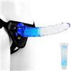 GKLWEJ Strap On, Strap-On Regolabile con 22cm / 8,66in Dildo Silicone, Pene Indossabile, Fallo Indossabile, Strapon con 2 O Anellos, Pene Finto per Coppie Uomo Donna, 25ml di Lubrificante, Blu